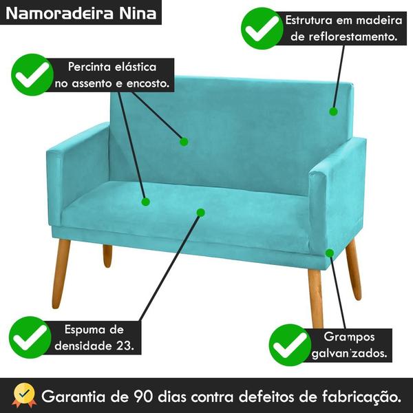 Imagem de Namoradeira Nina Decorativa 2 Lugares Suede