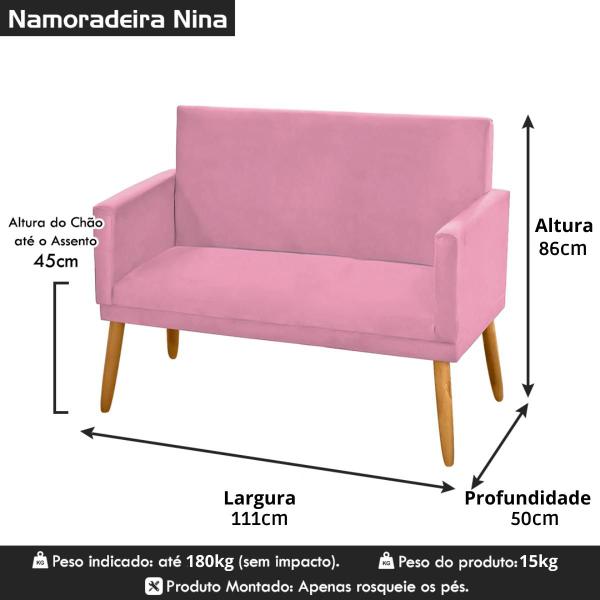 Imagem de Namoradeira Nina Decorativa 2 Lugares Suede