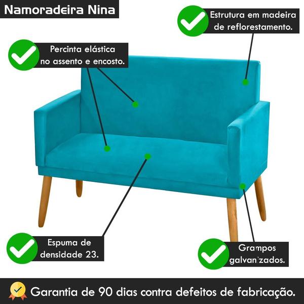 Imagem de Namoradeira Nina Decorativa 2 Lugares Suede