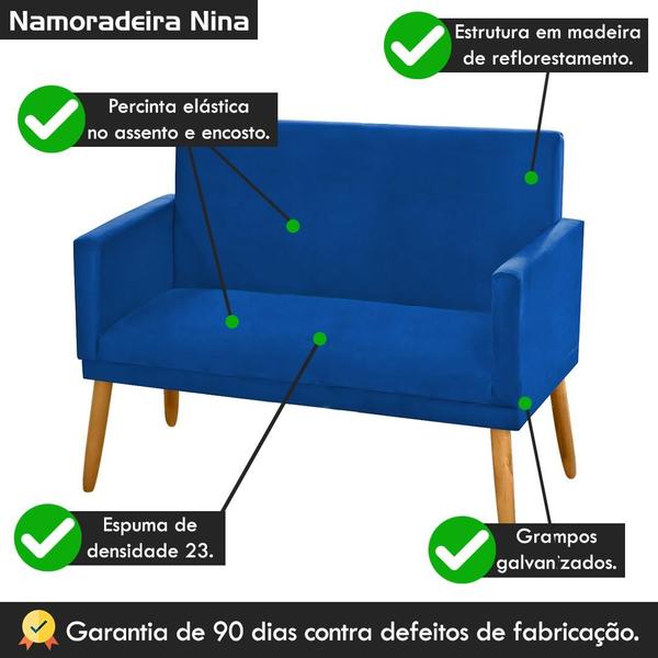 Imagem de Namoradeira Nina Decorativa 2 Lugares Suede