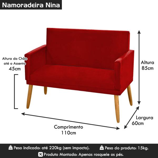 Imagem de Namoradeira Nina Decorativa 2 Lugares Suede Marsala