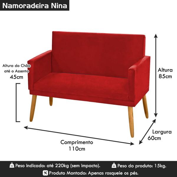 Imagem de Namoradeira Nina Decorativa 2 Lugares Suede Vermelho