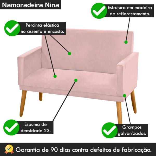 Imagem de Namoradeira Nina Decorativa 2 Lugares Veludo Rose