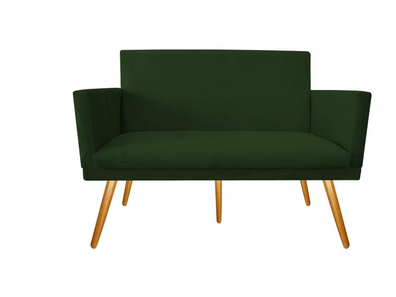 Imagem de Namoradeira Nina Decorativa Suede Verde 2 Lugares Pés Madeira Mz Decor