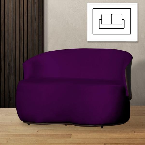 Imagem de Namoradeira Orgânica 2 Lugares Aisha Composê Veludo Roxo em Corano Marrom - MB DECOR