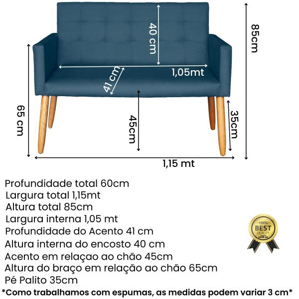 Imagem de Namoradeira para Manicure Sala de Estar Decorativa Cadeira Estofada Resistente Escritório Recepção