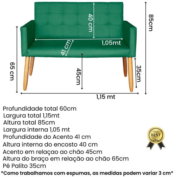 Imagem de Namoradeira para Sala de Espera Decorativa Cadeira Estofada Resistente Escritório Recepção Manicure