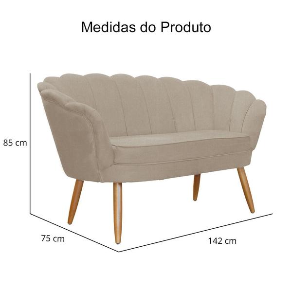 Imagem de Namoradeira Pétala para Sala Suede Pés de Madeira  - Ds Estofados