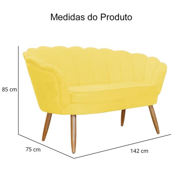 Imagem de Namoradeira Pétala para Sala Suede Pés de Madeira  - Ds Estofados