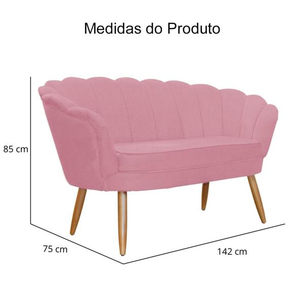 Imagem de Namoradeira Pétala para Sala Suede Pés de Madeira  - Ds Estofados