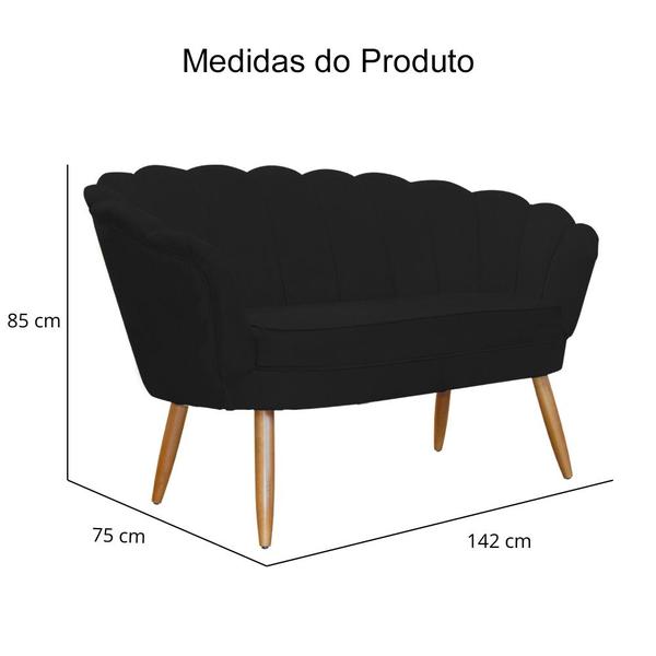 Imagem de Namoradeira Pétala para Sala Suede Pés de Madeira  - Ds Estofados