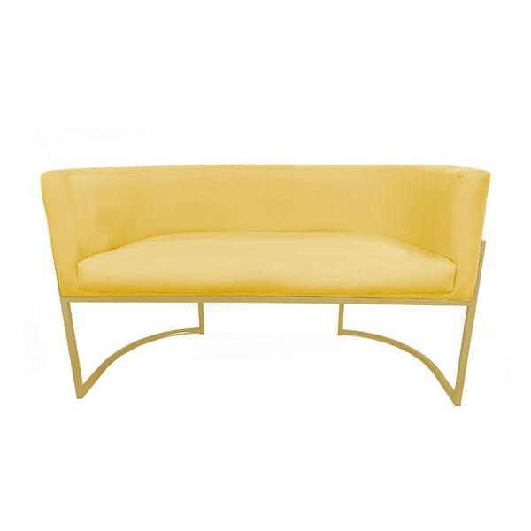 Imagem de Namoradeira Poltrona Decorativa Luana Suede Amarelo com Base Dourada - Fm