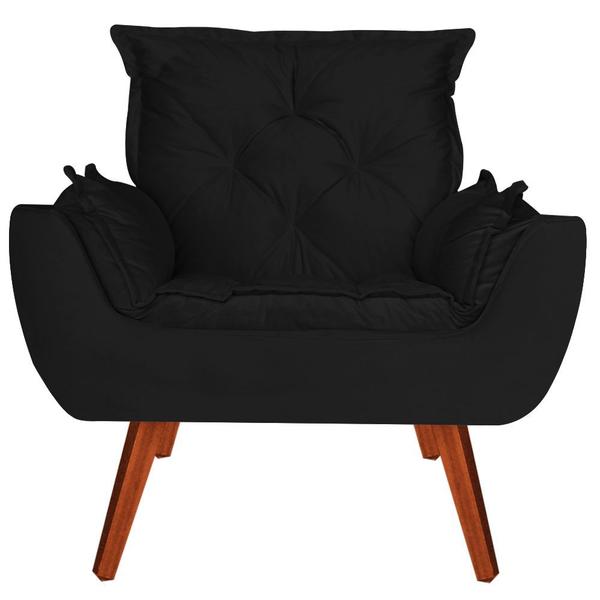 Imagem de Namoradeira + Poltronas Opala Suede Preto - Navega Móveis