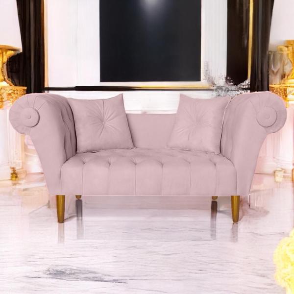 Imagem de Namoradeira Recamier Sofá Decorativo 02 Lugares Dubai Corano Rosa Bebe - INCASA DECOR