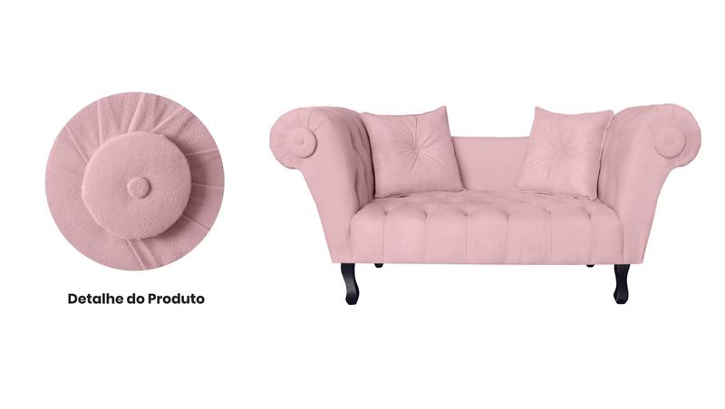 Imagem de Namoradeira Recamier Sofá Decorativo 02 Lugares Dubai Corano Rosa - LM DECOR