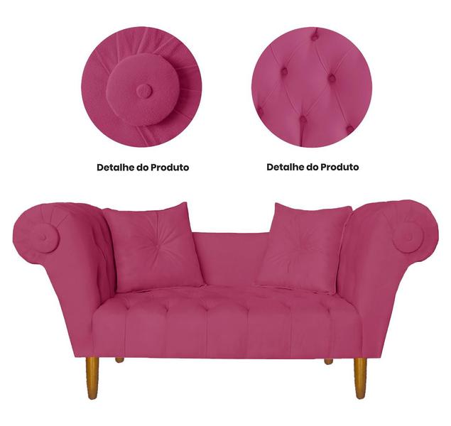 Imagem de Namoradeira Recamier Sofá Decorativo 02 Lugares Dubai Corano Rosa Pink - INCASA DECOR