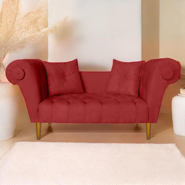 Imagem de Namoradeira Recamier Sofá Decorativo 02 Lugares Dubai Corano Vermelho - INCASA DECOR