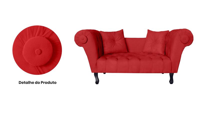 Imagem de Namoradeira Recamier Sofá Decorativo 02 Lugares Dubai Corano Vermelho - LM DECOR