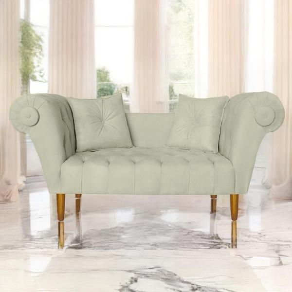 Imagem de Namoradeira Recamier Sofá Decorativo 02 Lugares Dubai Suede Bege - INCASA DECOR