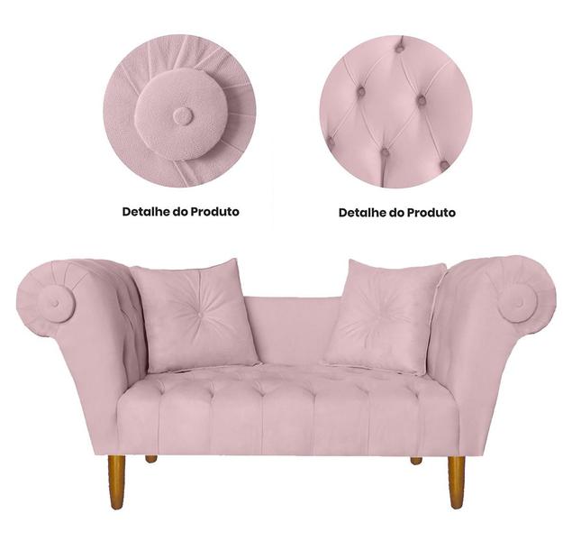 Imagem de Namoradeira Recamier Sofá Decorativo 02 Lugares Dubai Suede Rosa Bebe - INCASA DECOR