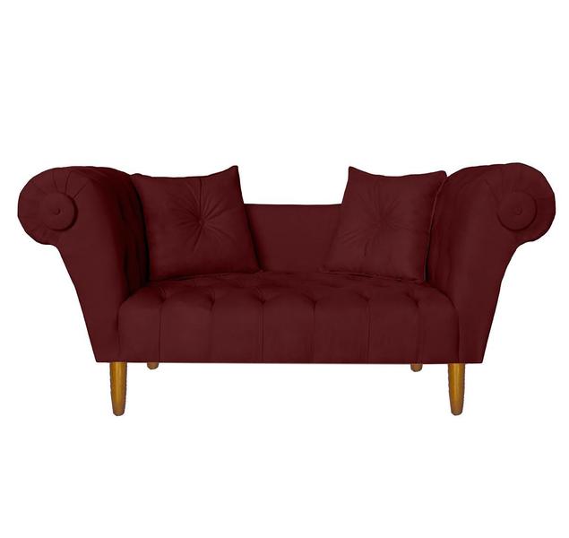 Imagem de Namoradeira Recamier Sofá Decorativo 02 Lugares Dubai Suede Vermelho Bordo - INCASA DECOR