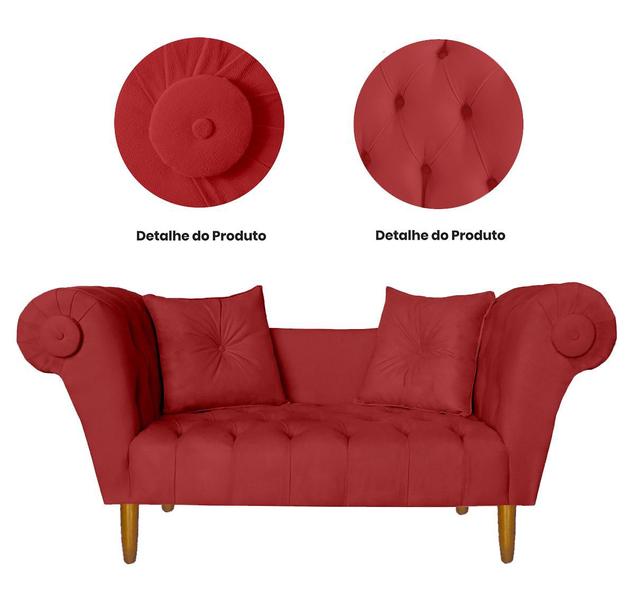 Imagem de Namoradeira Recamier Sofá Decorativo 02 Lugares Dubai Suede Vermelho - INCASA DECOR