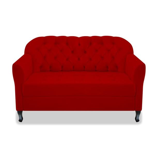 Imagem de Namoradeira Recamier Sofá Julia com Botonê para Sala de Estar Recepção Escritório Quarto Vermelho Suede - AM Decor