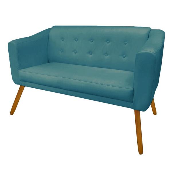 Imagem de Namoradeira Sofá 02 Lugares Lavinia Salão Beleza Clinica Consultório Suede Azul Turquesa - DL Decor