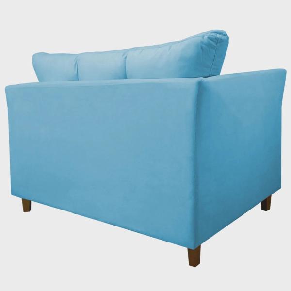 Imagem de Namoradeira Sofa 2 Lugares Pes de Madeira Isis Suede Azul Royal