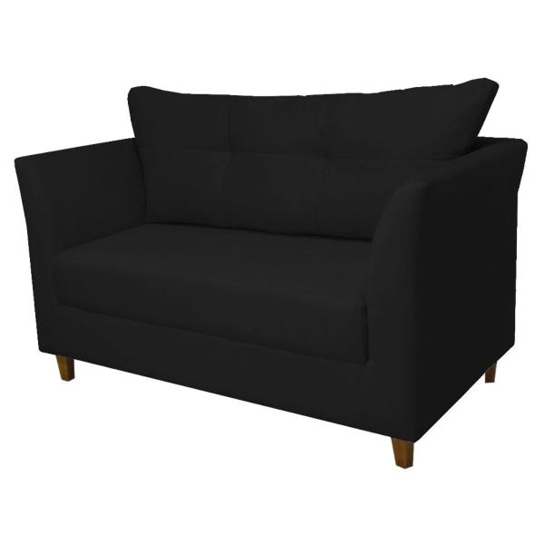 Imagem de Namoradeira Sofa 2 Lugares Pes de Madeira Isis Suede Preto