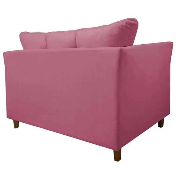 Imagem de Namoradeira Sofa 2 Lugares Pes de Madeira Isis Suede Rosa