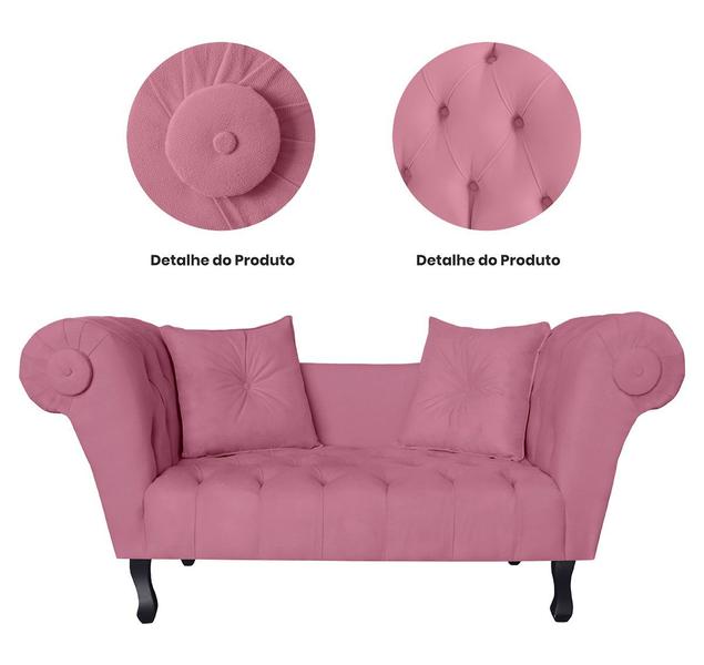 Imagem de Namoradeira Sofá Decorativa Para Salão de Beleza Londres 160 Suede Rosa Barbie DL Decor