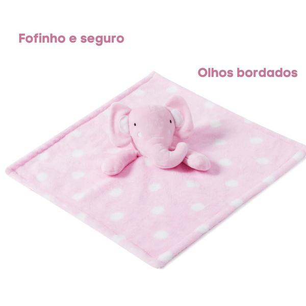 Imagem de Naninha Bebê Pelúcia de Apego Macia Safári Elefante Rosa, Azul, Cinza