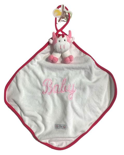 Imagem de Naninha Blanket Prendedor Chupeta Plush Vaca Brenda Zip Toys