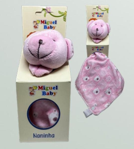 Imagem de Naninha Costurada Urso Rosa Miguel Baby - Conforto e Amor para Bebês