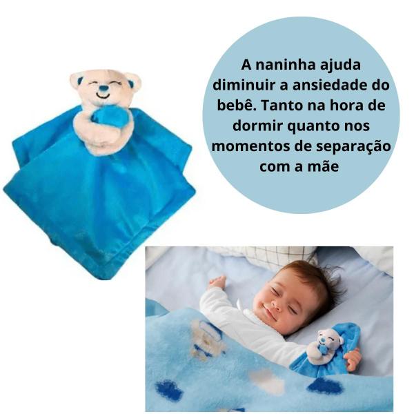 Imagem de Naninha + Manta bebê Ursinho Enxoval Unik Baby Pelúcia Macia