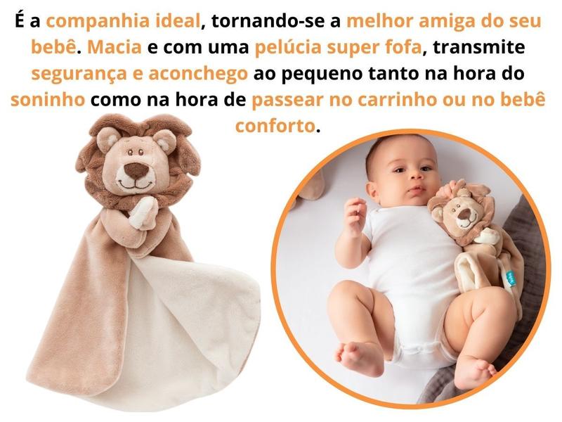 Imagem de Naninha Para Bebe Antialérgica Pelúcia Macia Fofa Menina Menino Buba Leão Girafa