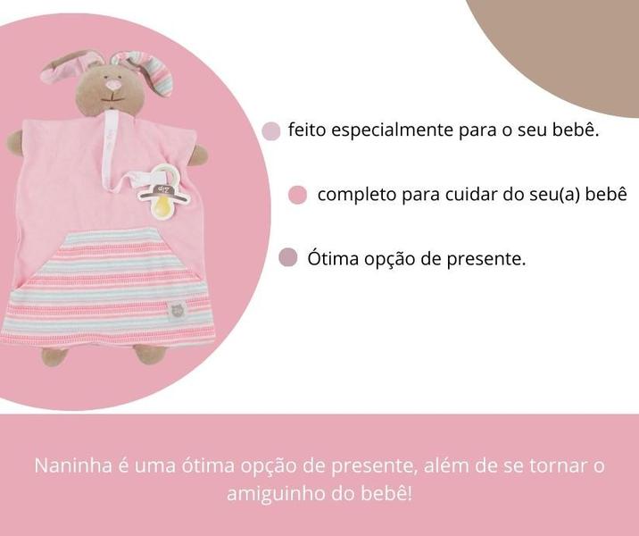 Imagem de Naninha Prendedor Chupeta Coelhinha com Bolso Zip Toys