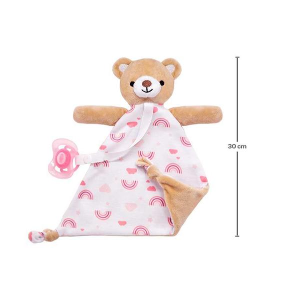 Imagem de Naninha Soft Urso Rosa com Prendedor de Chupeta - Buba