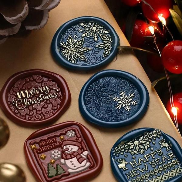 Imagem de Natal Floco De Neve Rena Retro Selo Selos Cera Diy Scrapbooking Envelope Decoração Cobre Bronze