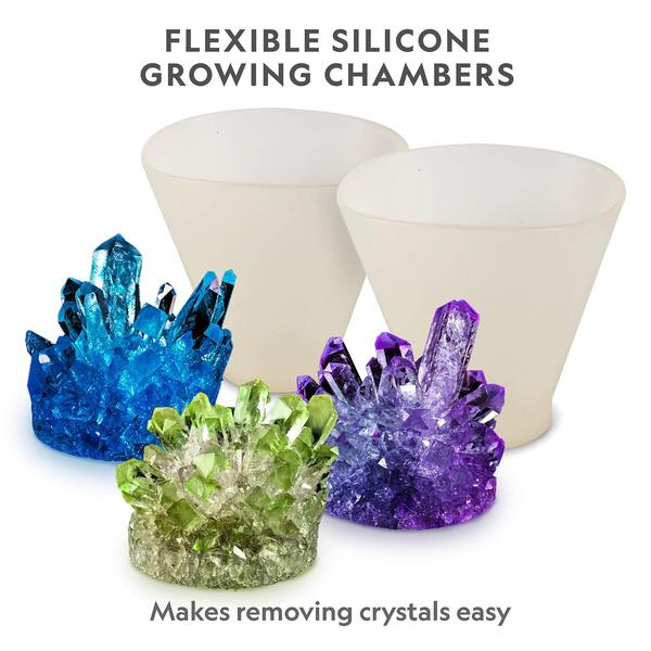 Imagem de NATIONAL GEOGRAPHIC Mega Crystal Growing Lab - 8 Cristais coloridos vibrantes para crescer com suporte de exibição leve e guia - inclui 5 espécimes reais de pedra preciosa, incluindo Ametista & Quartzo