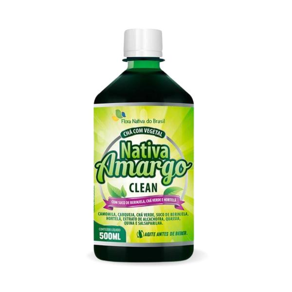 Imagem de Nativa Amargo Clean com Camomila Carqueja Chá Verde Hortelã Suco de Berinjela e Extratos 500ml Flora Nativa