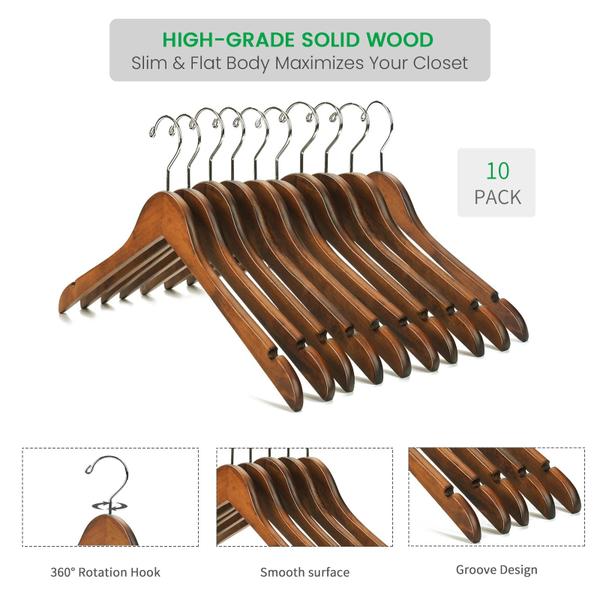 Imagem de Nature Smile 20 Pack High Grade Lotus Wooden Hangers Wood Shirt Hangers, Dress Coat Jacket Clothes Hangers, com acabamento extra liso, gancho giratório de 360 graus (retrô)