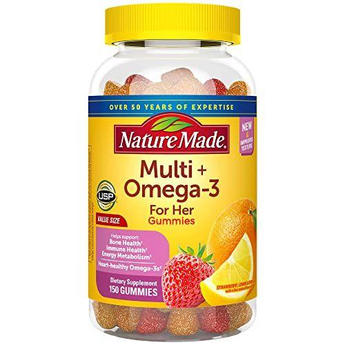 Imagem de Natureza Made Womens Multivitamin com Ômega-3, Multivitamínico para Mulheres para Suporte Nutricional Diário, 150 Gummies, 75 Dias de Fornecimento