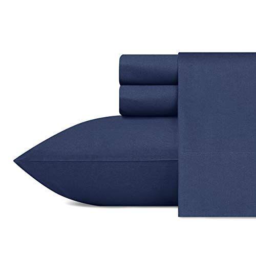 Imagem de Nautica - Coleção Percale - Conjunto de Folhas de Cama - 100% Algodão, Crisp & Cool, Roupa de Cama Leve & Umidade-Wicking, Rainha, Capitães Azuis