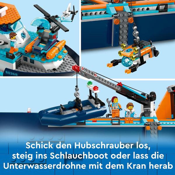 Imagem de Navio LEGO City Arctic Explorer 60368 de brinquedo com helicóptero e ROV