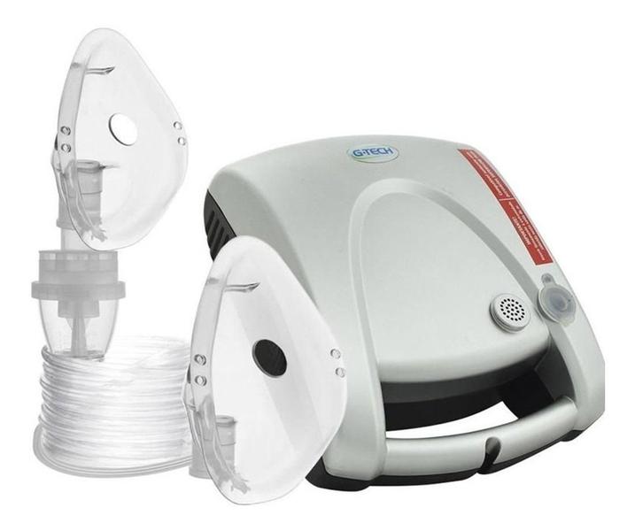 Imagem de Nebulizador Adulto e Infantil Superflow Plus G-tech Prata + Soro Fisiológico G-tech