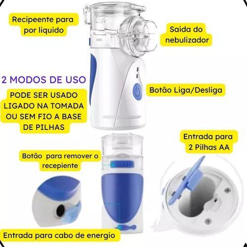 Imagem de Nebulizador Compacto Silencioso USB Recarga Rápida Infantil e Adulto