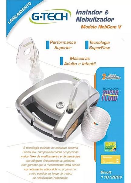 Imagem de Nebulizador Inalador G-tech Nebcom V Prata Bivolt