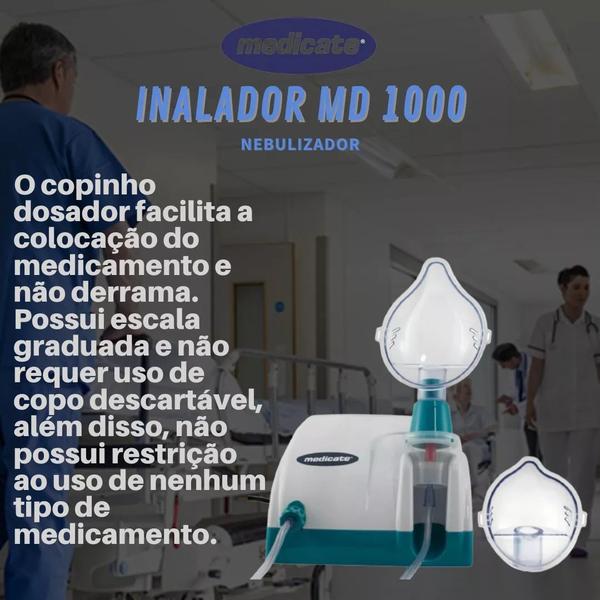 Imagem de Nebulizador Inalador Medicate MD1000 Branco Verde Bivolt 